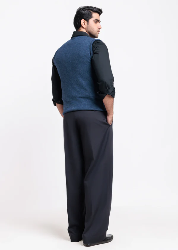 N-D-Blue-V-Neck Sando Sweater (671-14) - 2