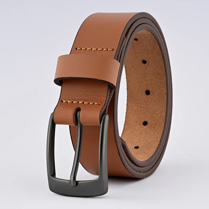 Tan Leather Belt – Grey Buckle