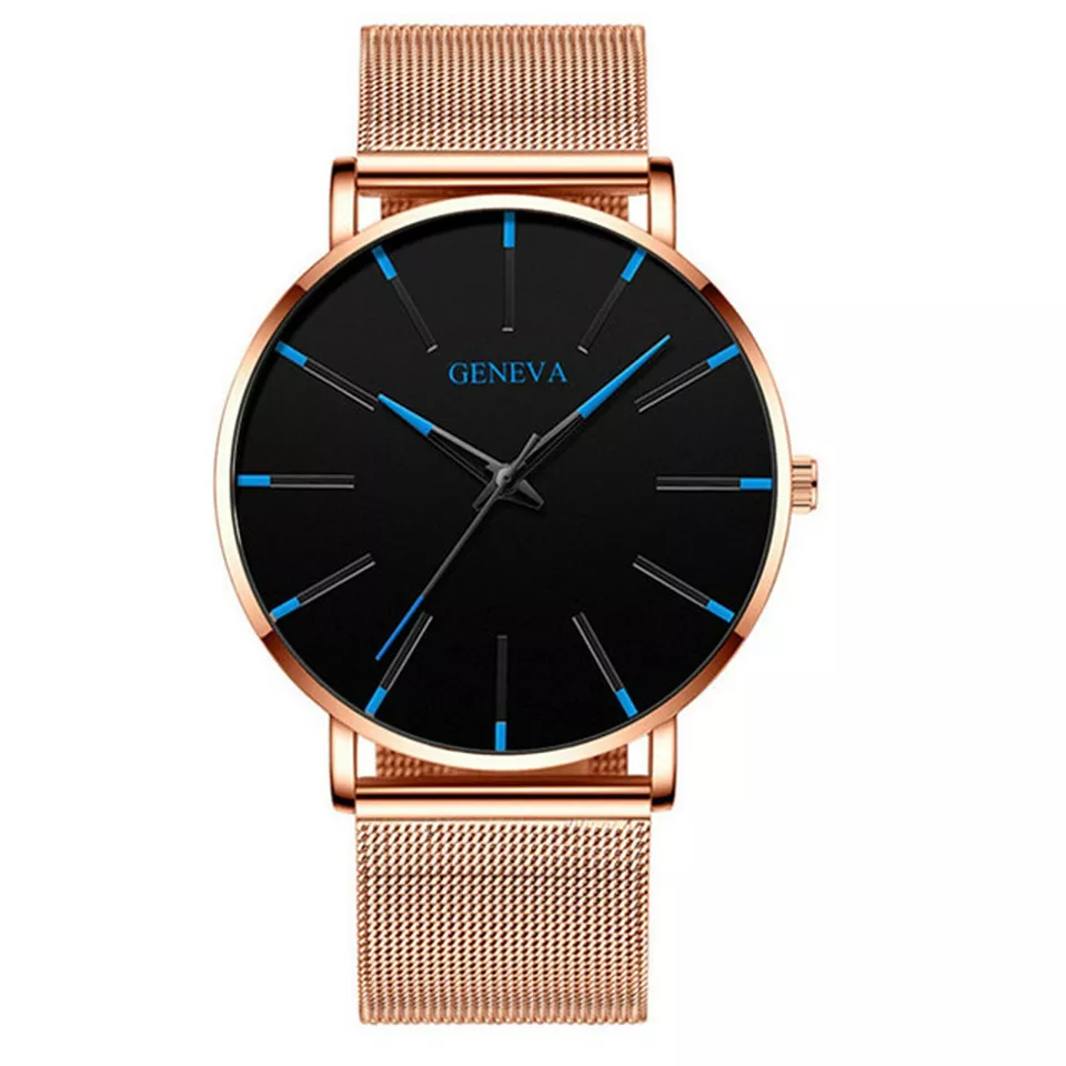 Men's Fashion Ultra Thin Watches Business Stainless Steel Mesh Quartz Watch - 4