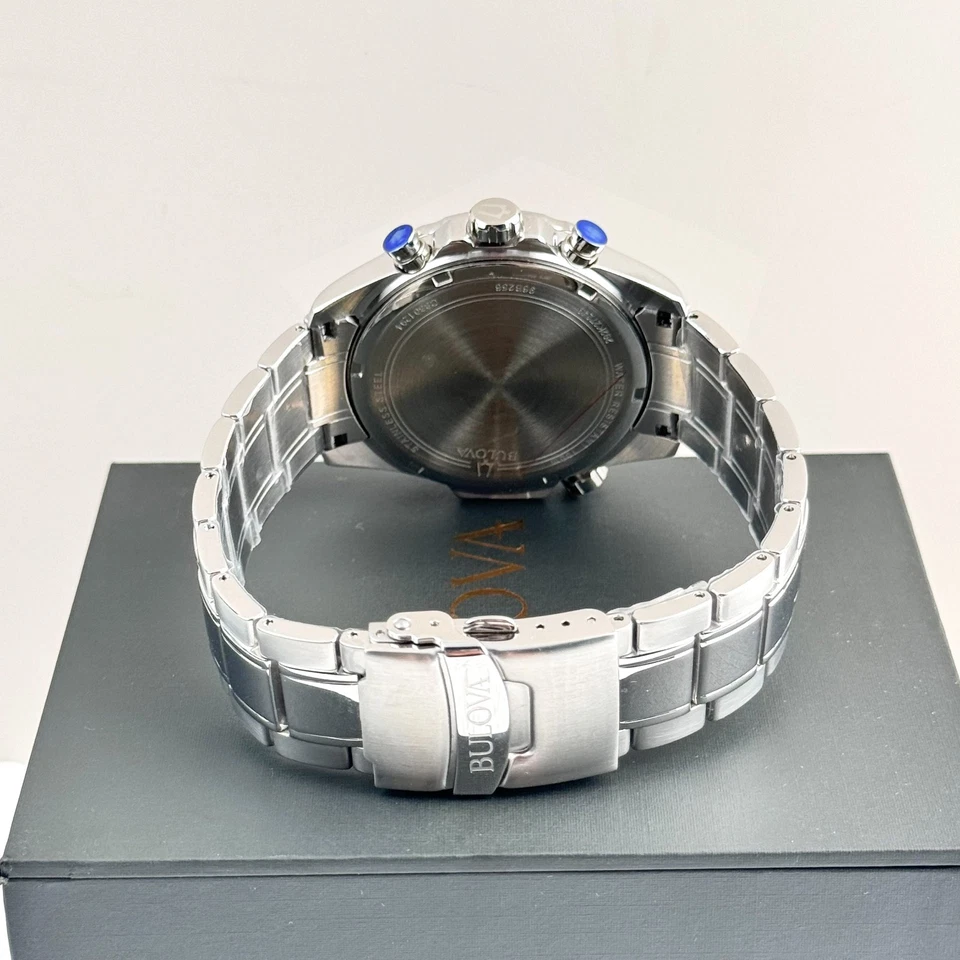 Bulova Men's Marine Star 43MM Blue Dial 6-Hand Chronograph Quartz Watch 96B256 - 3