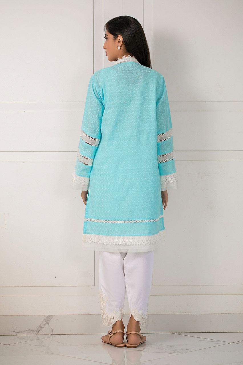 Sky Blue Chikan Shirt - 2