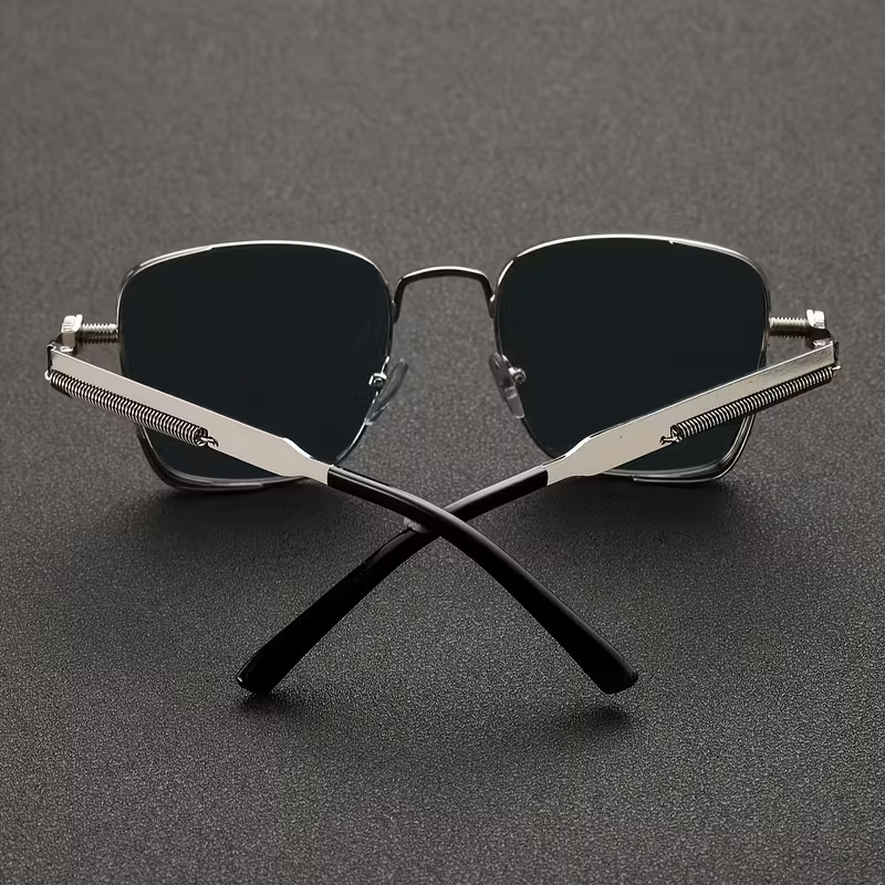 Vintage Punk Style Square Metal Frame Glasses - 3