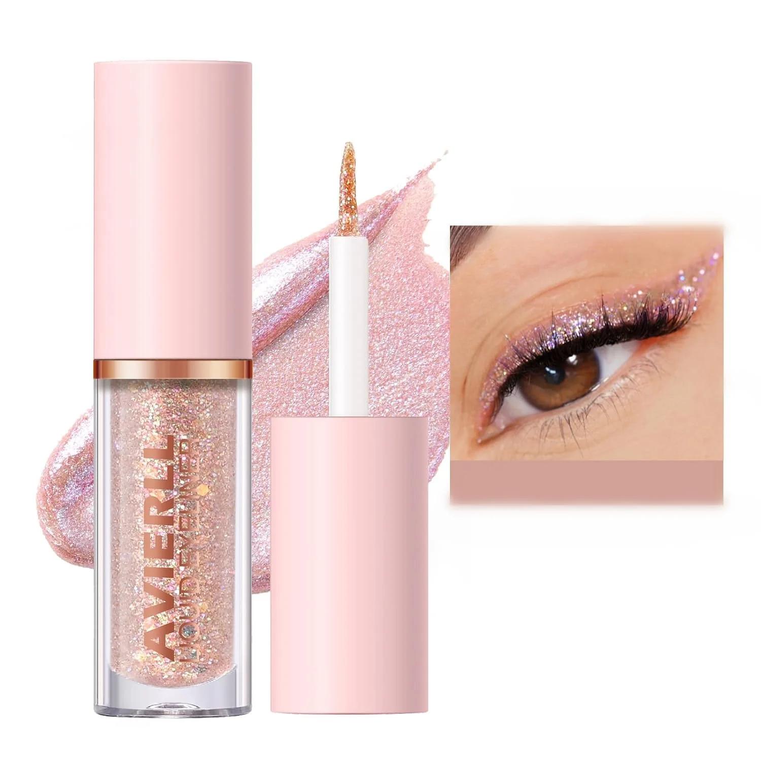 Pink Glitter Eyeshadow & Liquid Eyeliner Set - 2