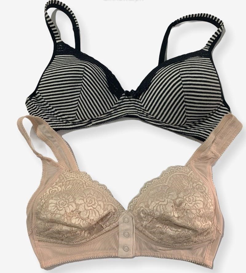 Pack of 2 - Front Open Bra with Button - Non Padded Non Wired Bra Imported Stocklot Branded Front Open Bra