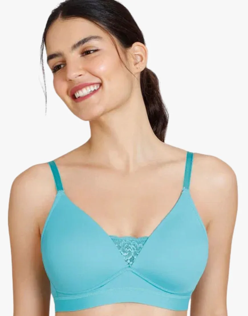 LIGHTLY PADDED NON WIRED T SHIRT BRA-TURQUOISE - 4
