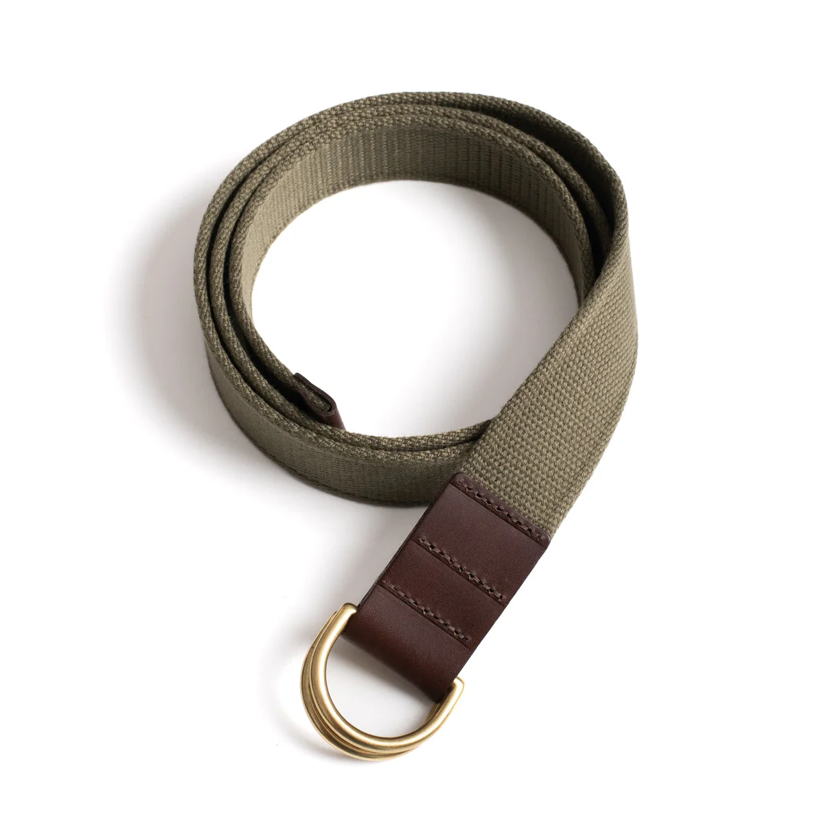 Khaki Green Canvas D Ring Belt