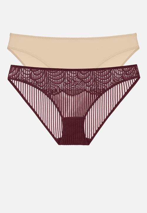 Emersyn 2 pack briefs - red & beige