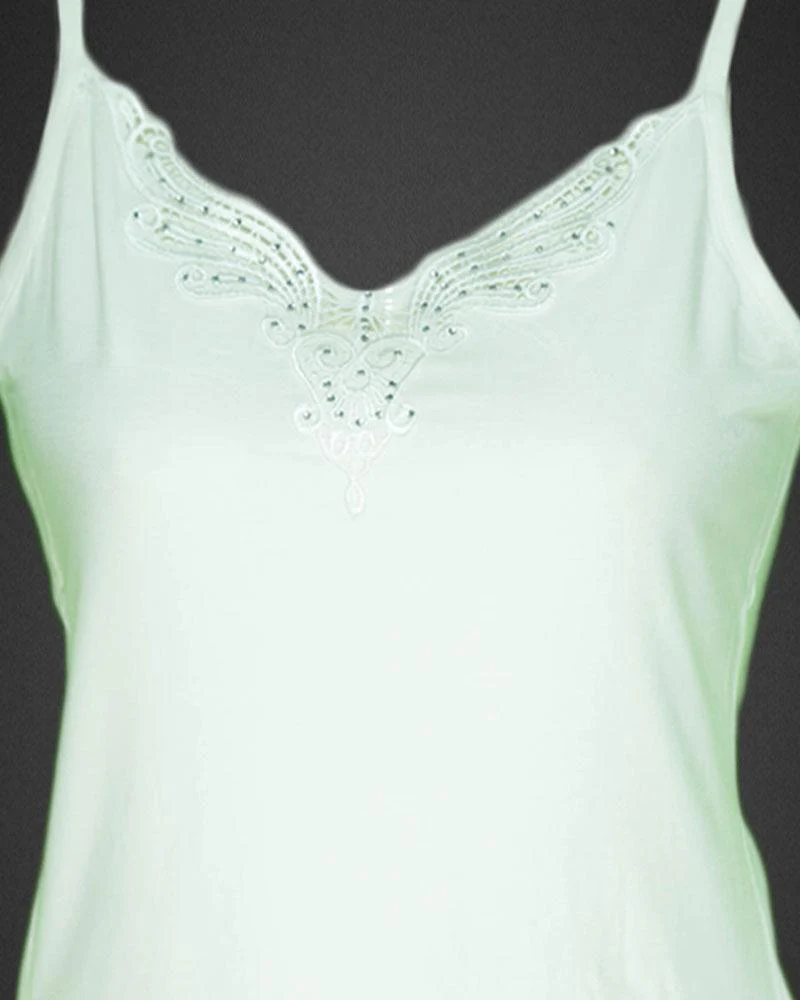 Embroidered Camisole For Women - Adjustable Straps - Color White - 2814 - 2