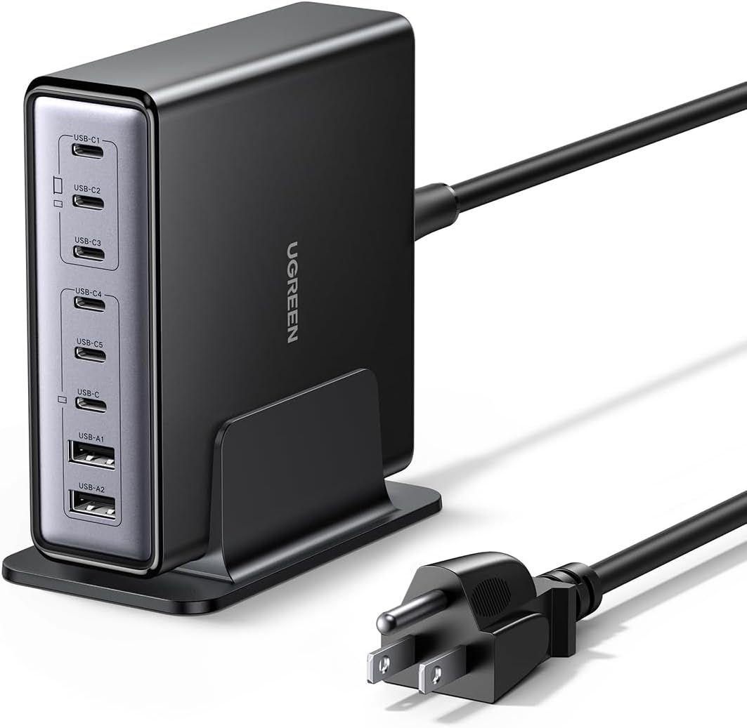 Ugreen 8-Port Gan Fast Destop Charger 200W USB-C*6 + USB-A*2 with Power Cord 2M – 55763