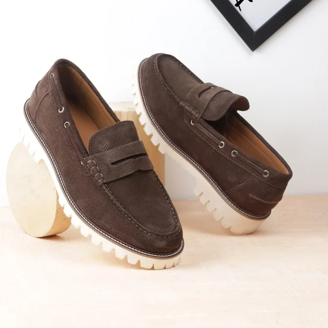 Men Brown-suede Casual Loafers