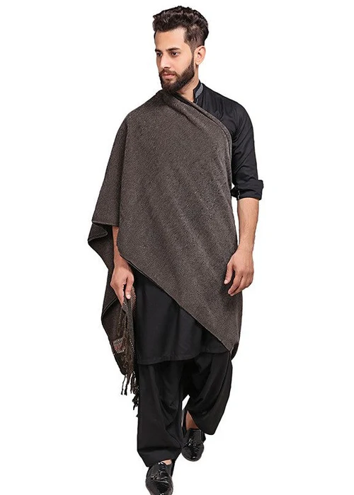 Pure Velvet Soft Dhussa Shawl - Mehendi - 4