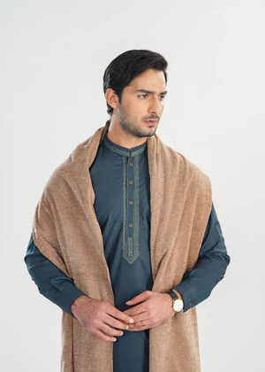 Brown Jacquard Velvet Shawl - Men - 3