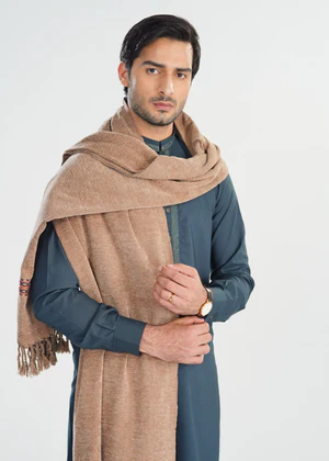 Brown Jacquard Velvet Shawl - Men - 2