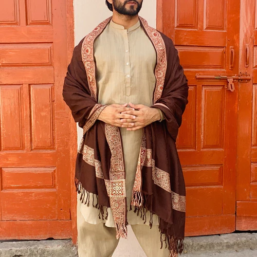 Irani Shawl - Baghdadi Style Shawl For Men - Chocolate Brown
