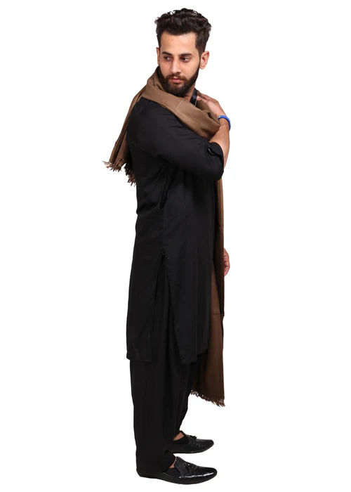 Kashmiri Dhussa Shawl Plain - Honey Brown - 3