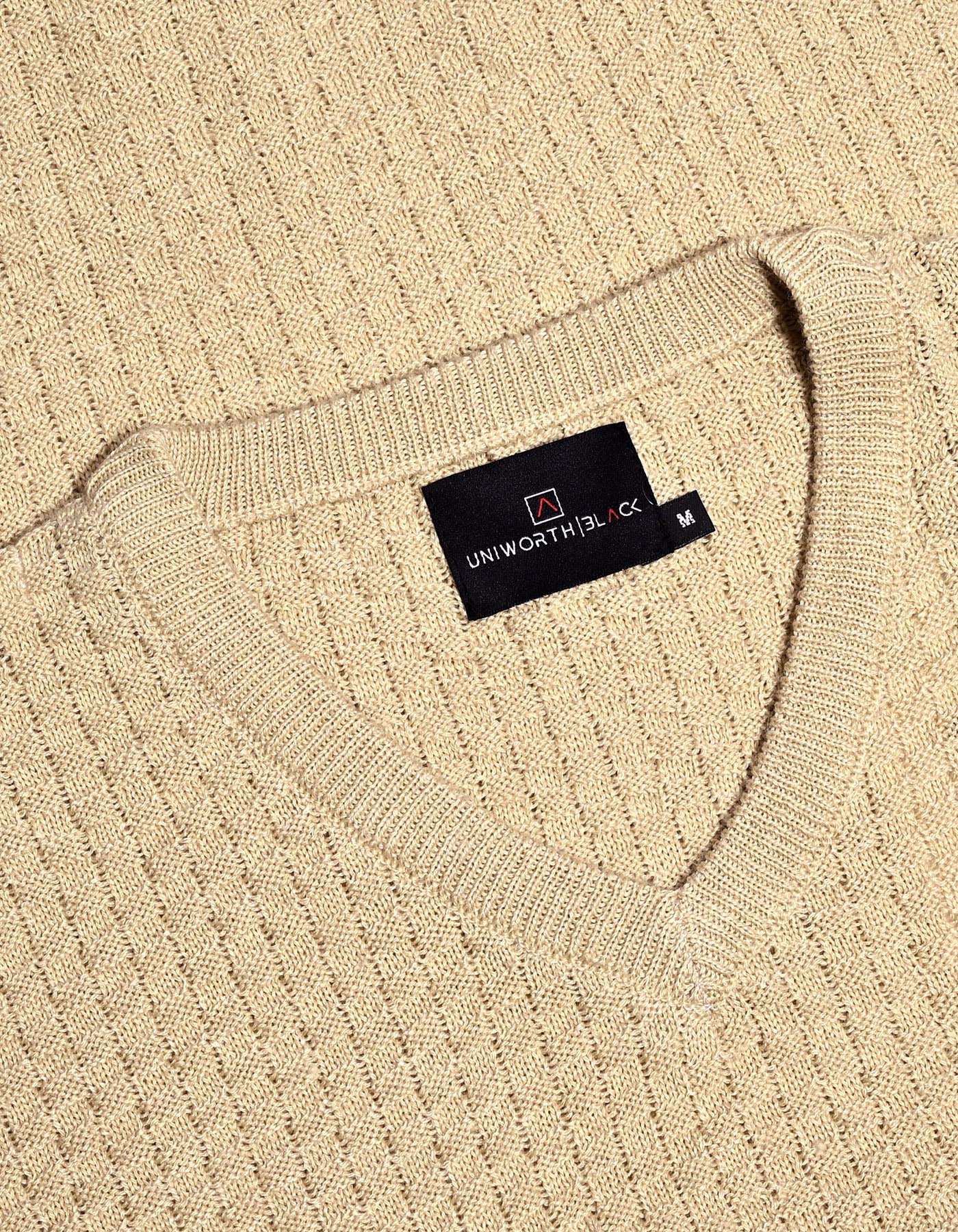 Beige Texture V-neck Sleeveless Sweater - 2