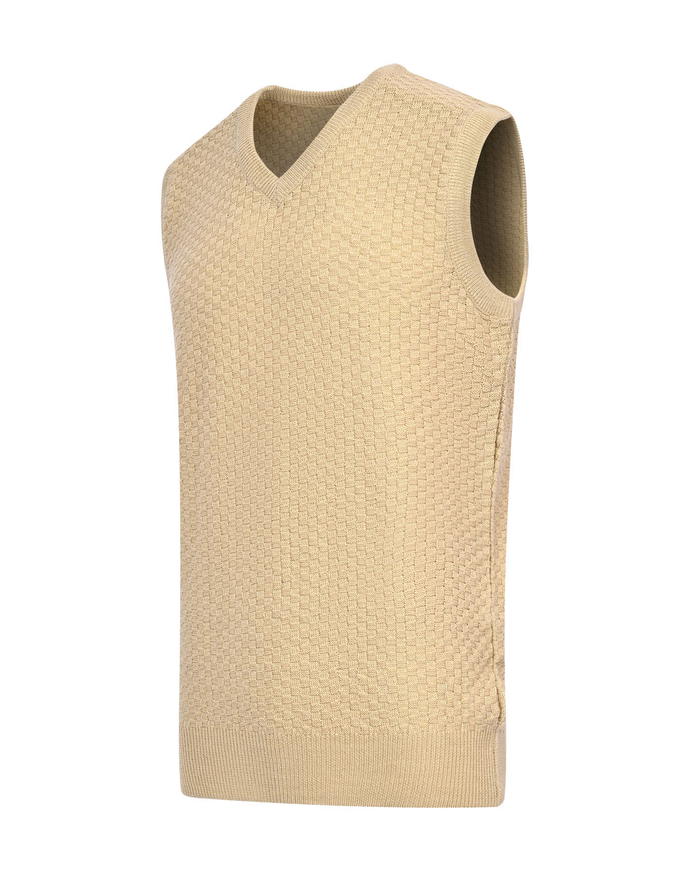 Beige Texture V-neck Sleeveless Sweater