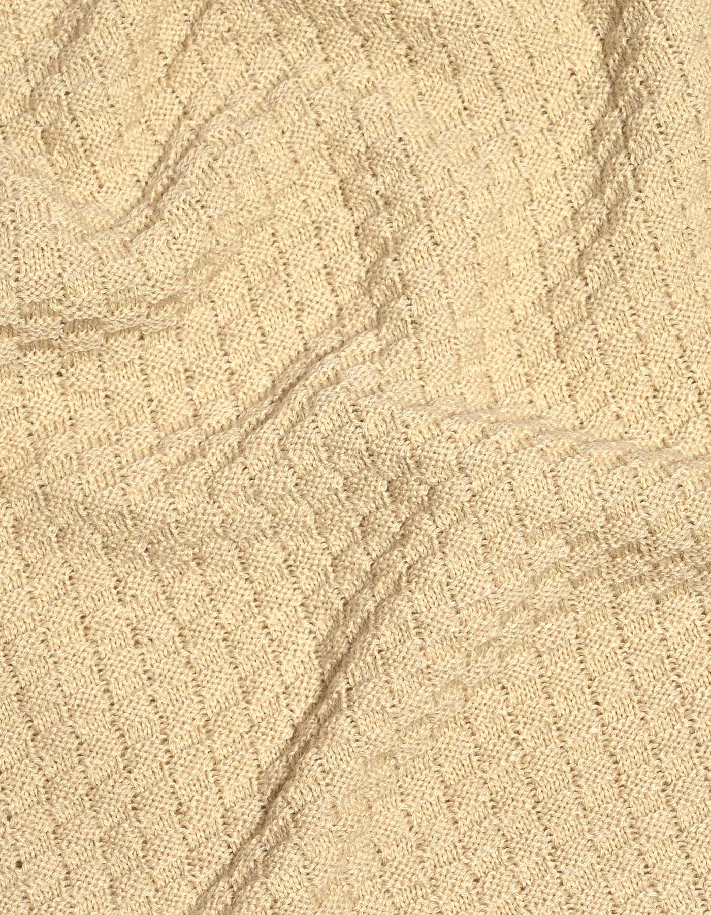 Beige Texture V-neck Sleeveless Sweater - 3