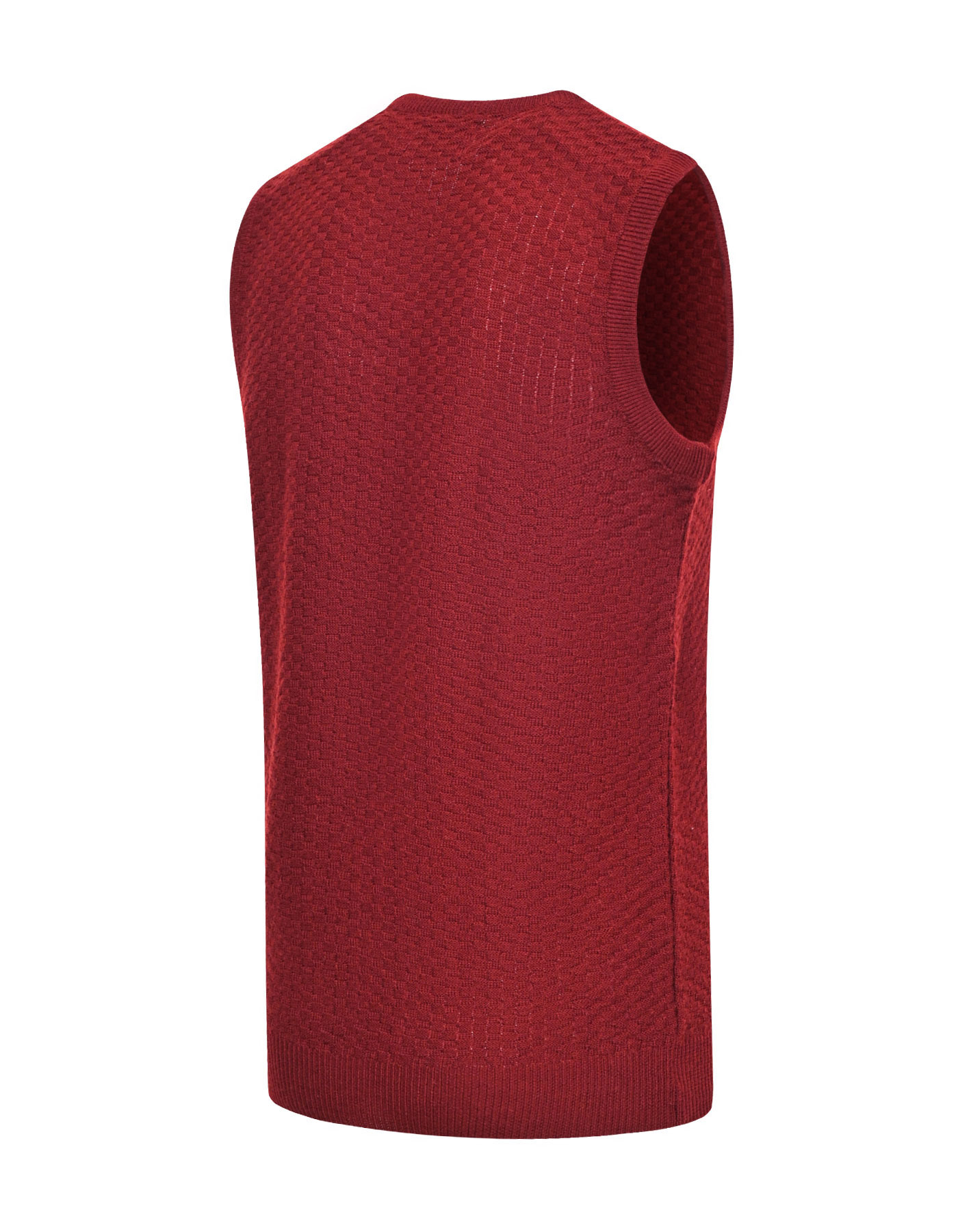 Maroon Texture V-neck Sleeveless Sweater - 3