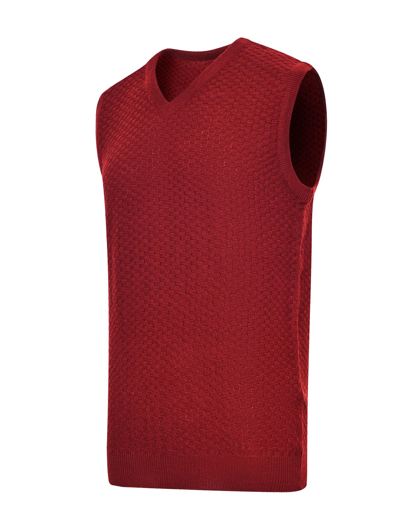 Maroon Texture V-neck Sleeveless Sweater