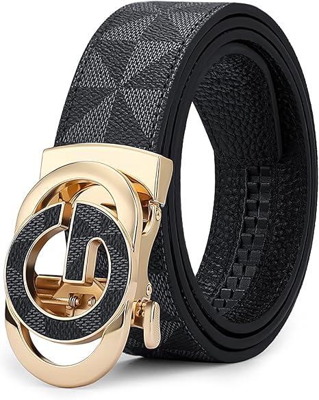 VANNANBA Men’s Ratchet Leather Belt with Automatic Buckle