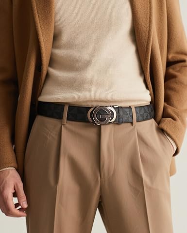 VANNANBA Men’s Ratchet Leather Belt with Automatic Buckle - 3