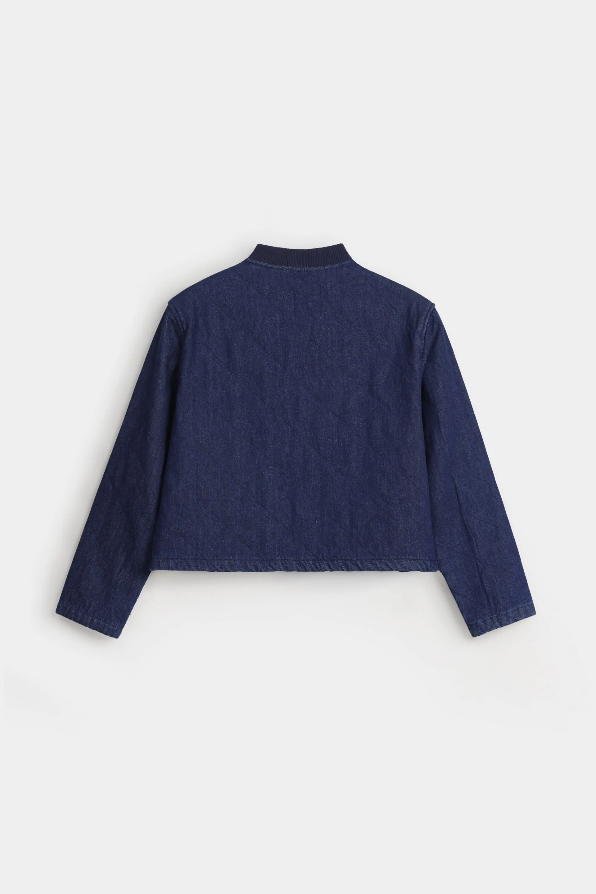Cropped Quilted Denim Jacket for Women - 3