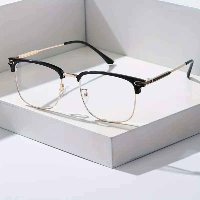 Stylish Casual Men’s Metal Frame Glasses with Clear Lenses