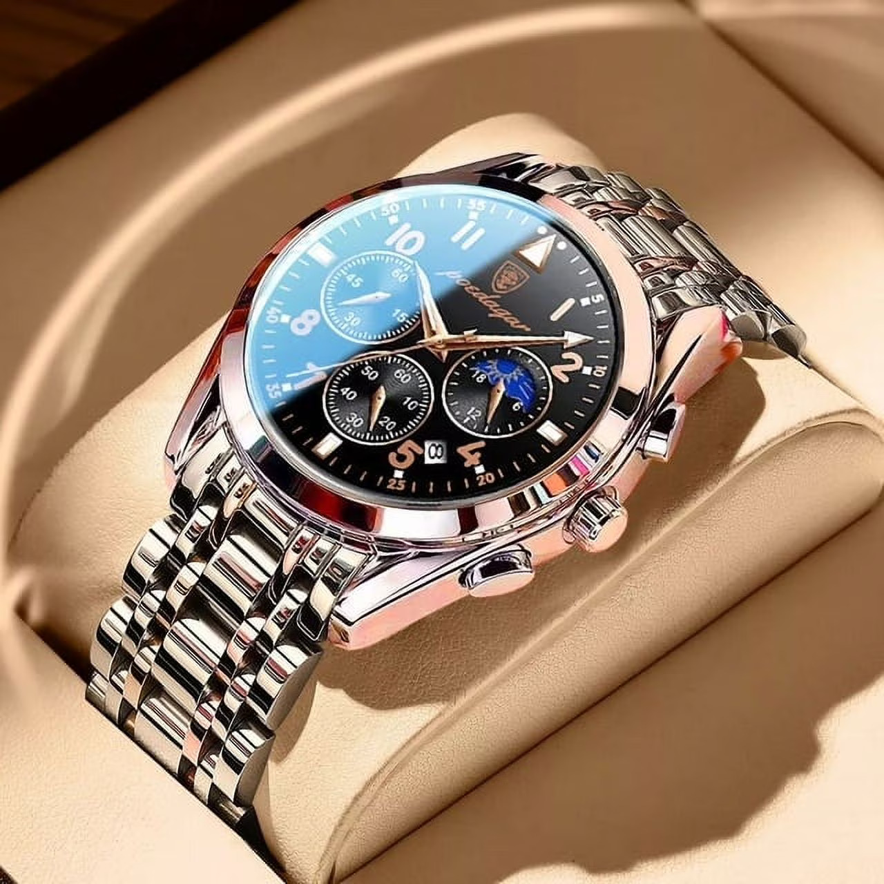 Poedagar Men Luxury Business Quartz Watch – Stainless Steel Waterproof Dress Watch (Pakistan)