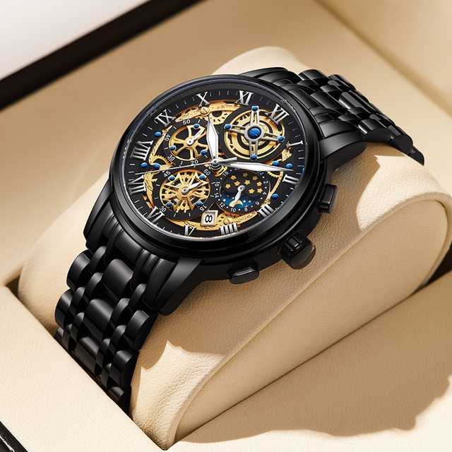 Men Watch Mineral Glass Scratch Resistant Waterproof Chronograph Wristwatch - 3