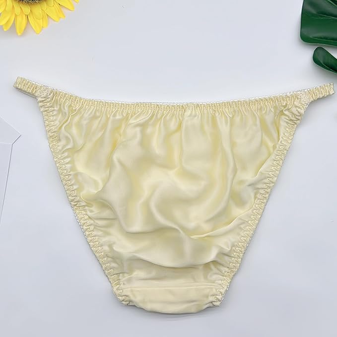 Women Silk Satin Panties Sexy Briefs Soft Fit Summer Beach Bikini Thong,G-String Perfect for Daily Underwear - 3