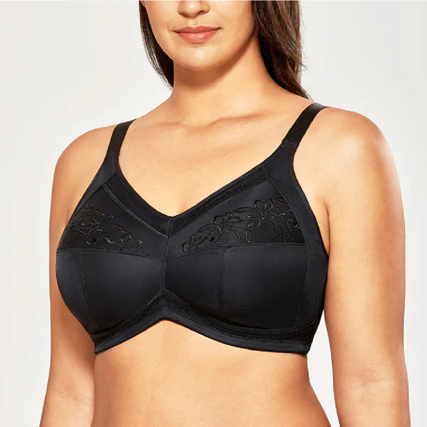Full coverage Non Padded seamless embroidered Bra - 3