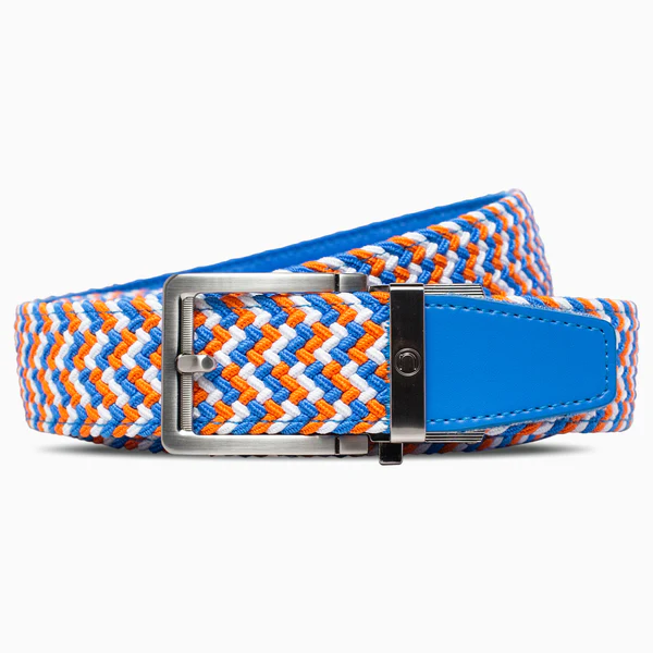 Braided Blue & Orange Golf Ratchet Belt 1.38" [35mm] - 2