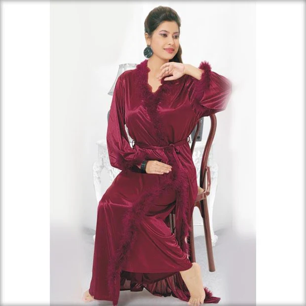 Maroon - FL-471 - Flourish Nightwear - 2