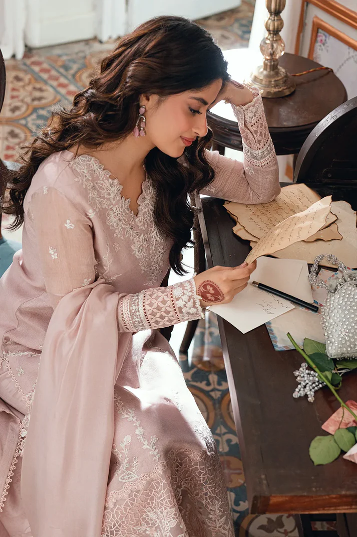 Azure Embroidered Ensembles Chiffon Unstitched 3Pc Suit ES 139 Rosebud - 4