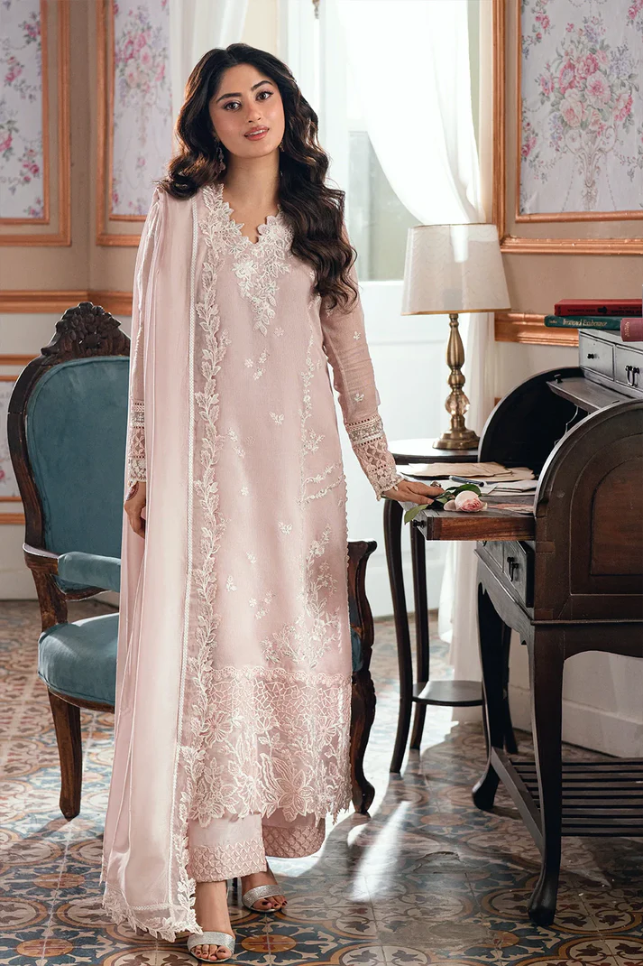 Azure Embroidered Ensembles Chiffon Unstitched 3Pc Suit ES 139 Rosebud
