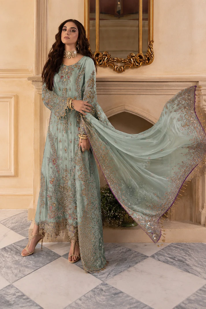 Charizma Embroidered Luxury Chiffon 3Pc Unstitched Suit - 2