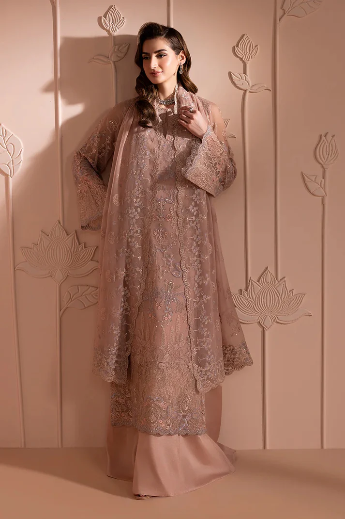 Lavish Premium - Luxury Chiffon Embroidered 3 Piece Unstitched - Blush Petal - 2