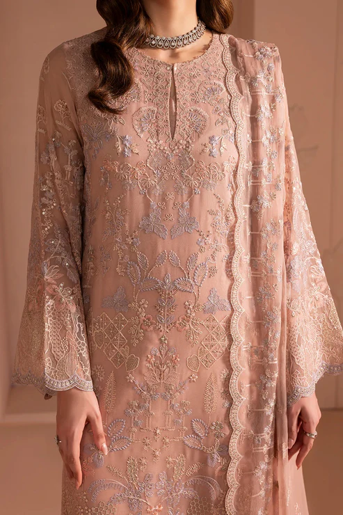 Lavish Premium - Luxury Chiffon Embroidered 3 Piece Unstitched - Blush Petal - 3