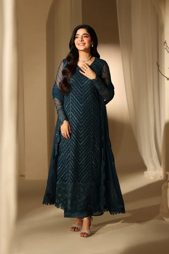 Azure - Euphoria - Luxury Chiffon Embroidered Unstitched 3 Piece - 2
