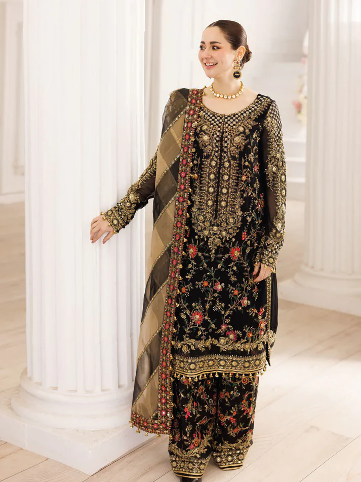 Charizma Luxury Embroidered Chiffon Unstitched 3Pc Suit DJ5-03 - 4