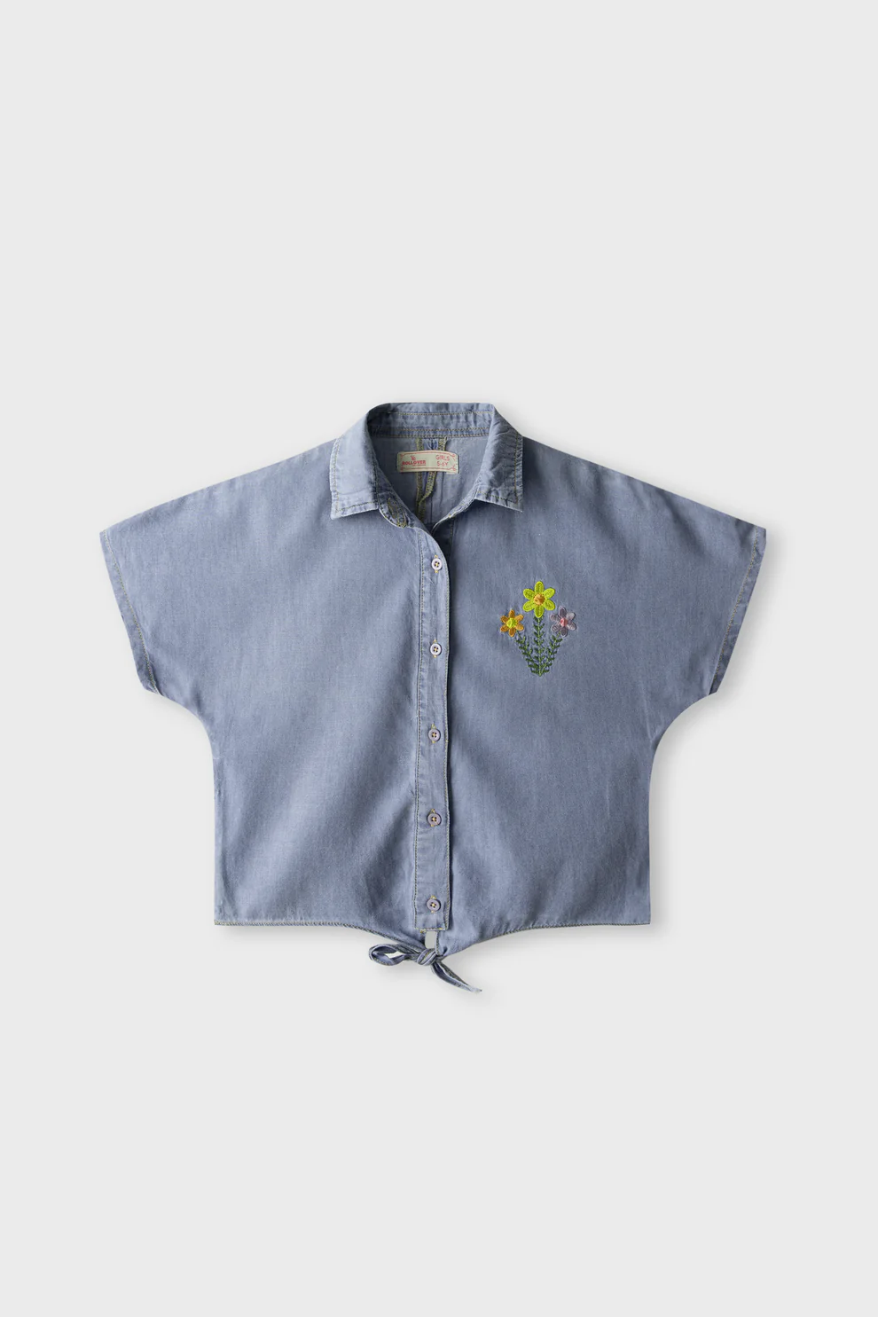 Denim Bloom Crop Top