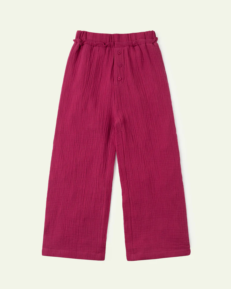 Plum Seersucker Pull-up Trousers