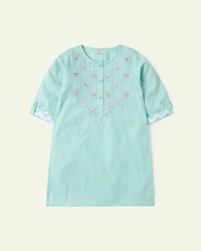 Aqua Embroidered Tunic