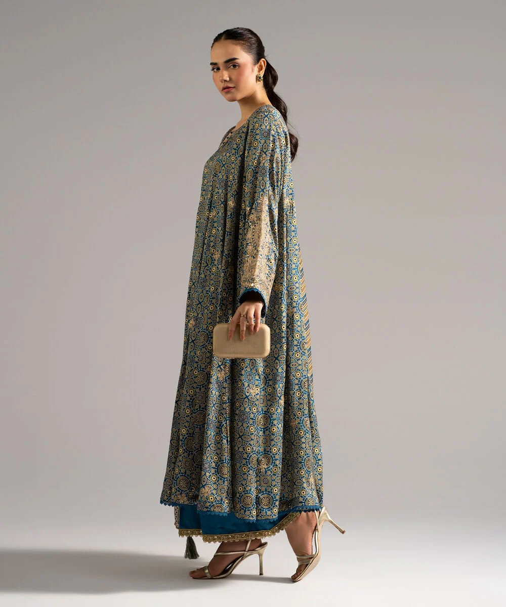 3 Piece - Embroidered Raw Silk Suit - 3