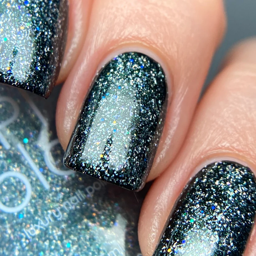 Tourmaline Blue.402 Teal Blue Holographic Glitter Nail Polish Topper - 2